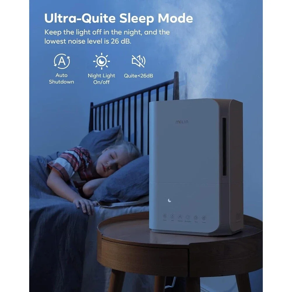 Milin Sterlizing Humidifier for Bedroom Large Room 4L Big Capacity Water Tank